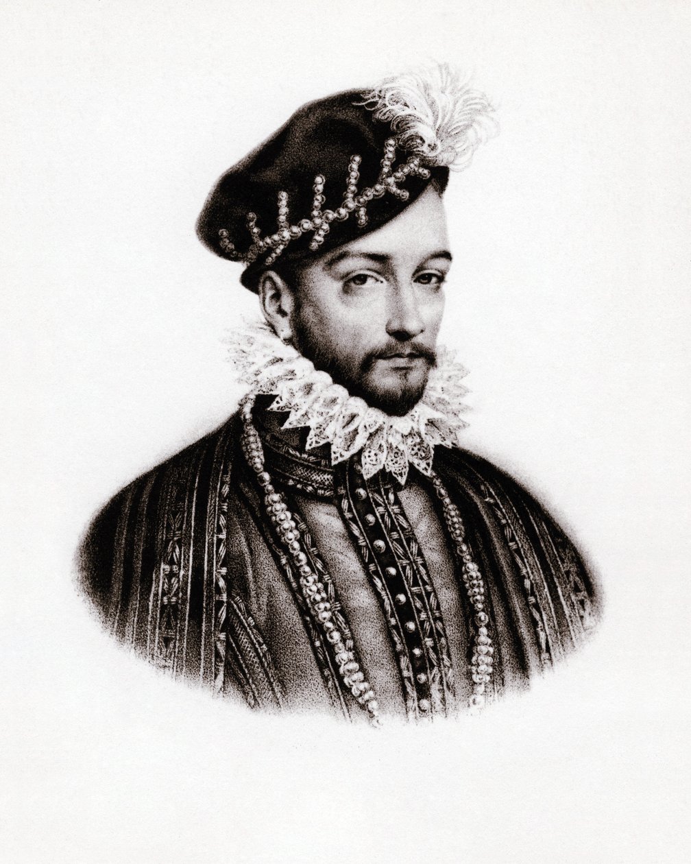 Portræt af Karl IX (1560-1574), konge af Frankrig, kobberstik, sd. af Unbekannter Künstler