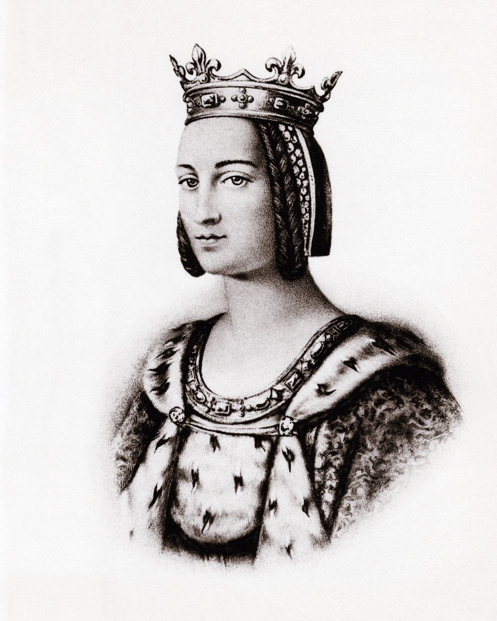 Portræt af Charlotte de Savoie (1445-1483), dronning af Frankrig, stik, sd. af Unbekannter Künstler