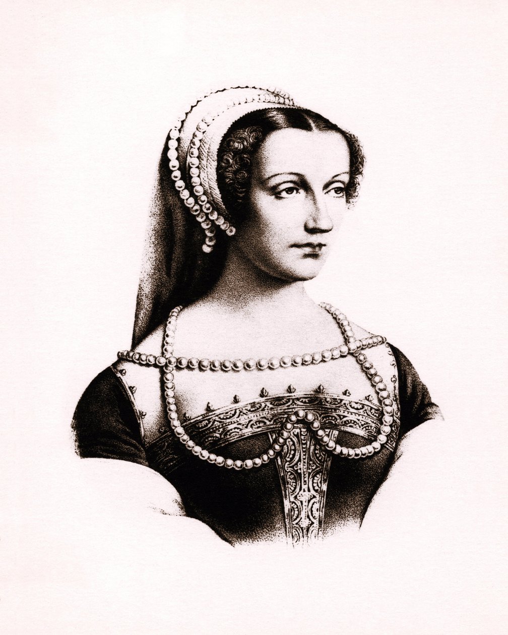 Portræt af Claude de France (1490-1524) Dronning af Frankrig, kobberstik, sd. af Unbekannter Künstler