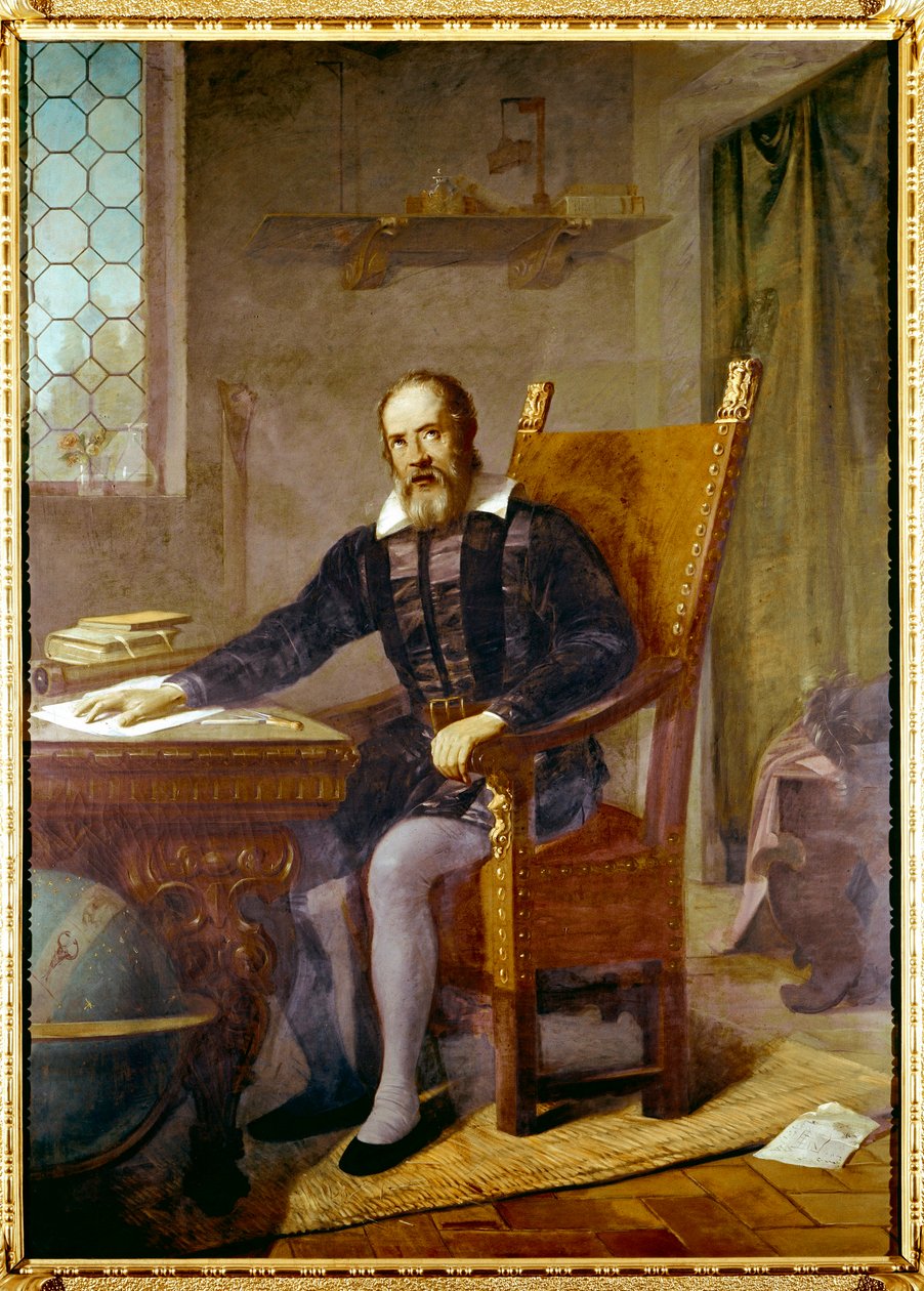 Portræt af Galileo Galilei dit Galilee (1564 - 1642) - Anonymt maleri - Lastra a Signa, villa selva, Italien af Unbekannter Künstler