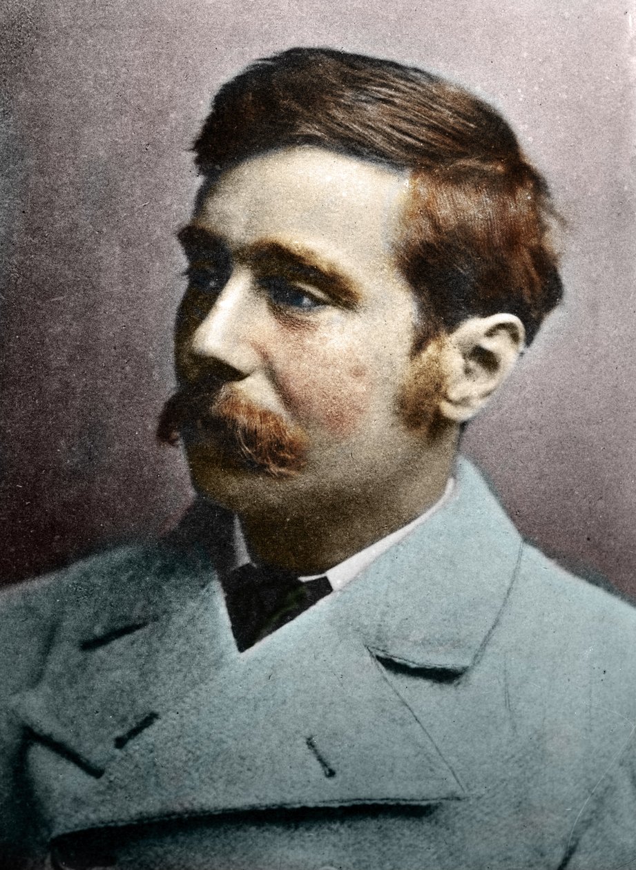 Portræt af H.G. Wells, omkring 1890-1895 (farvelagt foto) af Alec Hunter