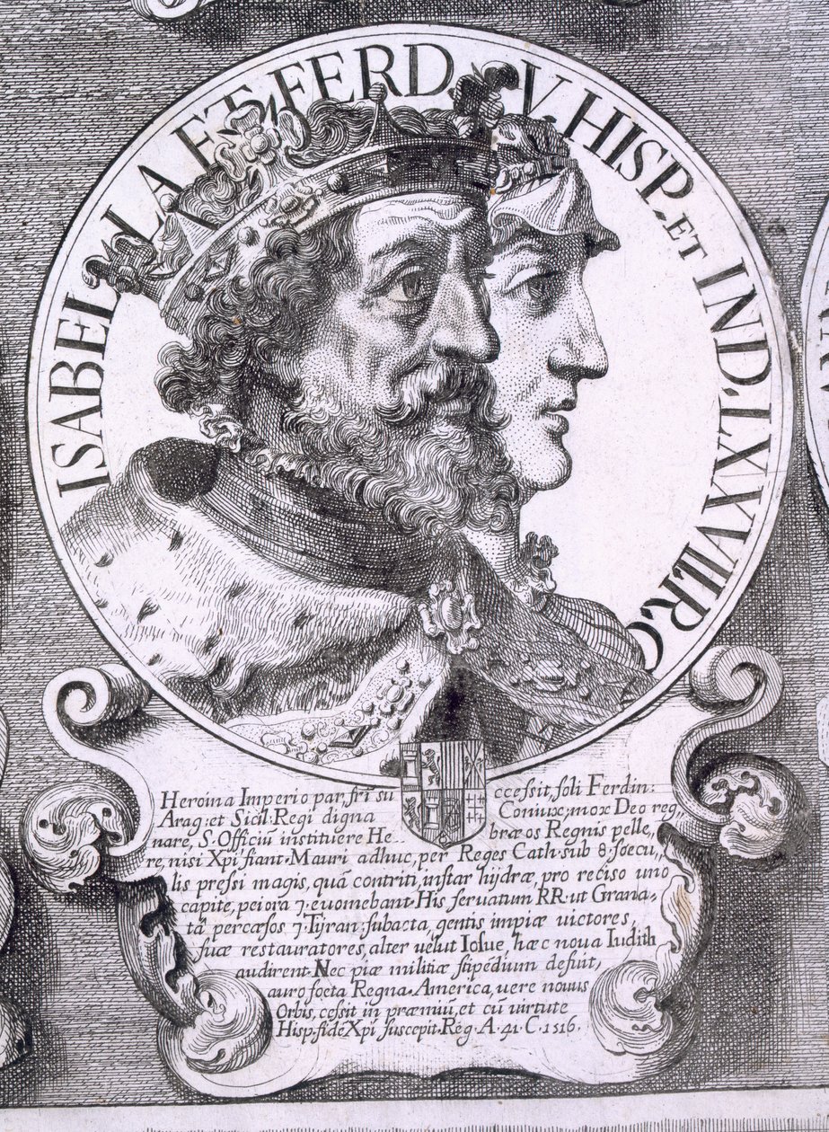 Portræt af Isabella I og Ferdinand V af Castilien (litho) af Unbekannt