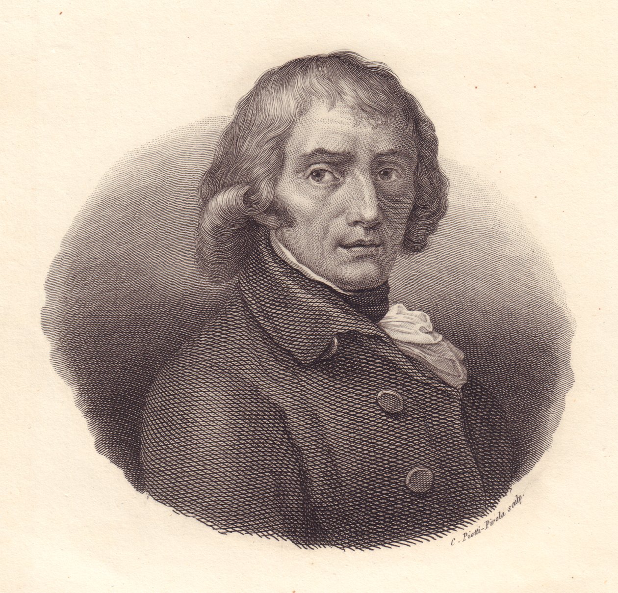 Portræt af den italienske digter Giuseppe Parini (1729-1799), kobberstik af Piotti efter tegning af Andrea Appiani af William M. Timlin