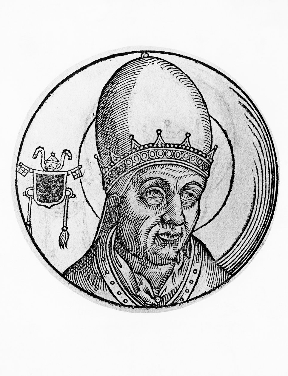Portræt af Johannes III (død 574), 61. pave i den katolske kirke fra 561, gravering af William M. Timlin