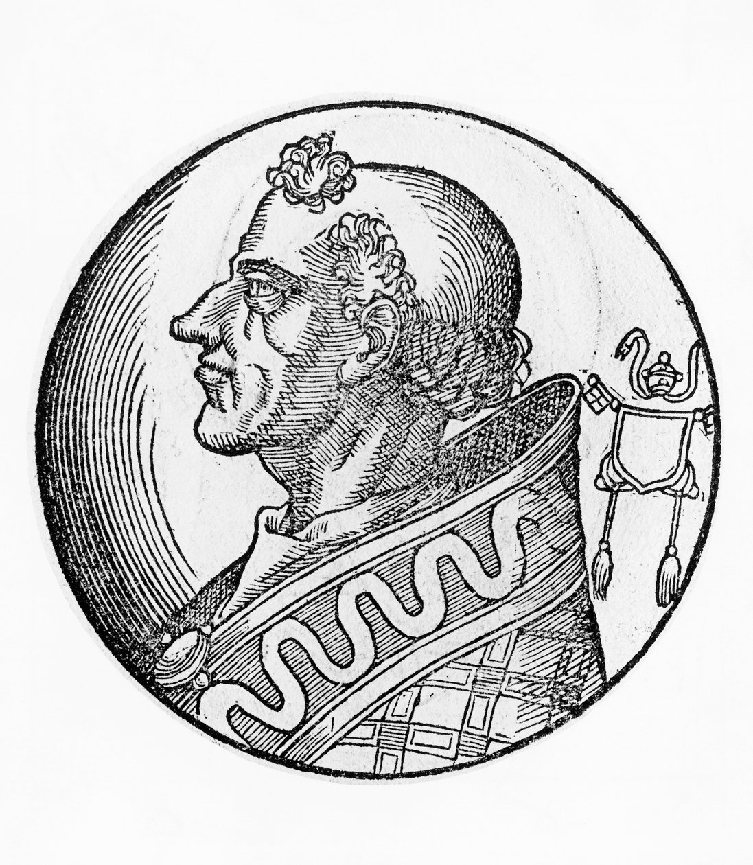 Portræt af Johannes II (Mercurius af Projectus, død 535), 56. pave i den katolske kirke fra 533, gravering af William M. Timlin