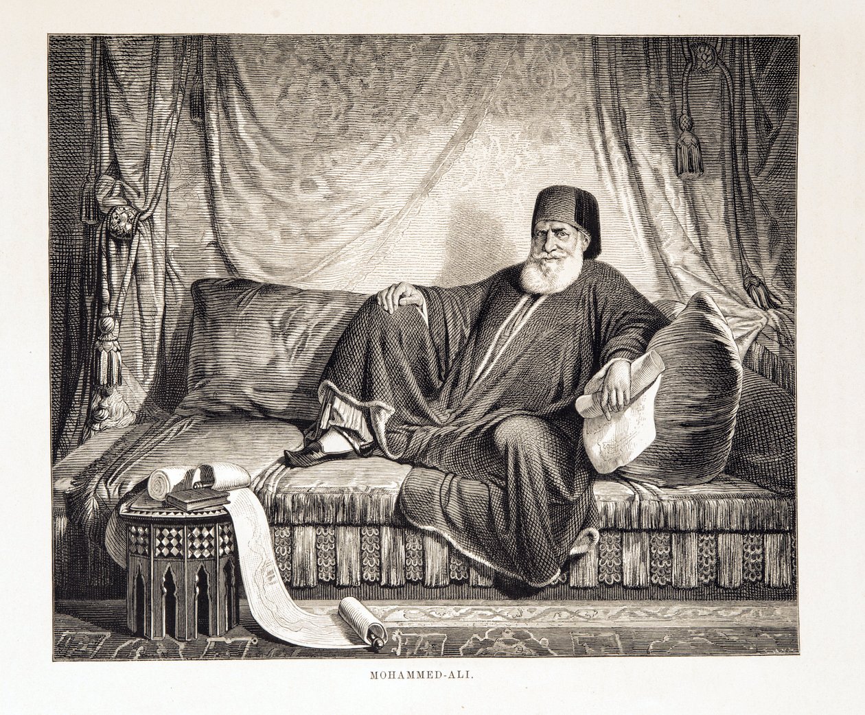 Portræt af Mehemet Ali (1769-1849) Vicekonge af Egypten Illustration fra Atlas of Egypt af Unknown