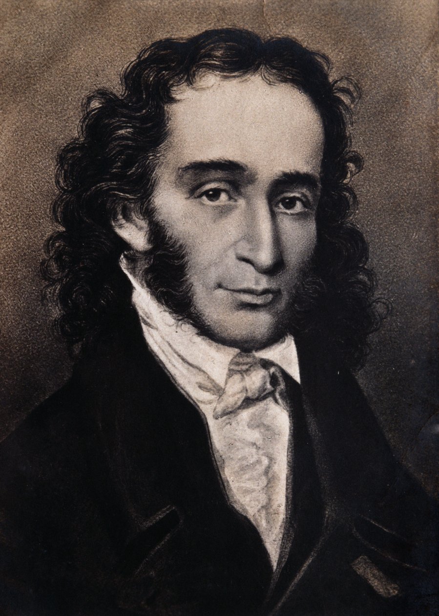 Portræt af Niccolo Paganini (gravering) af Unbekannter Künstler