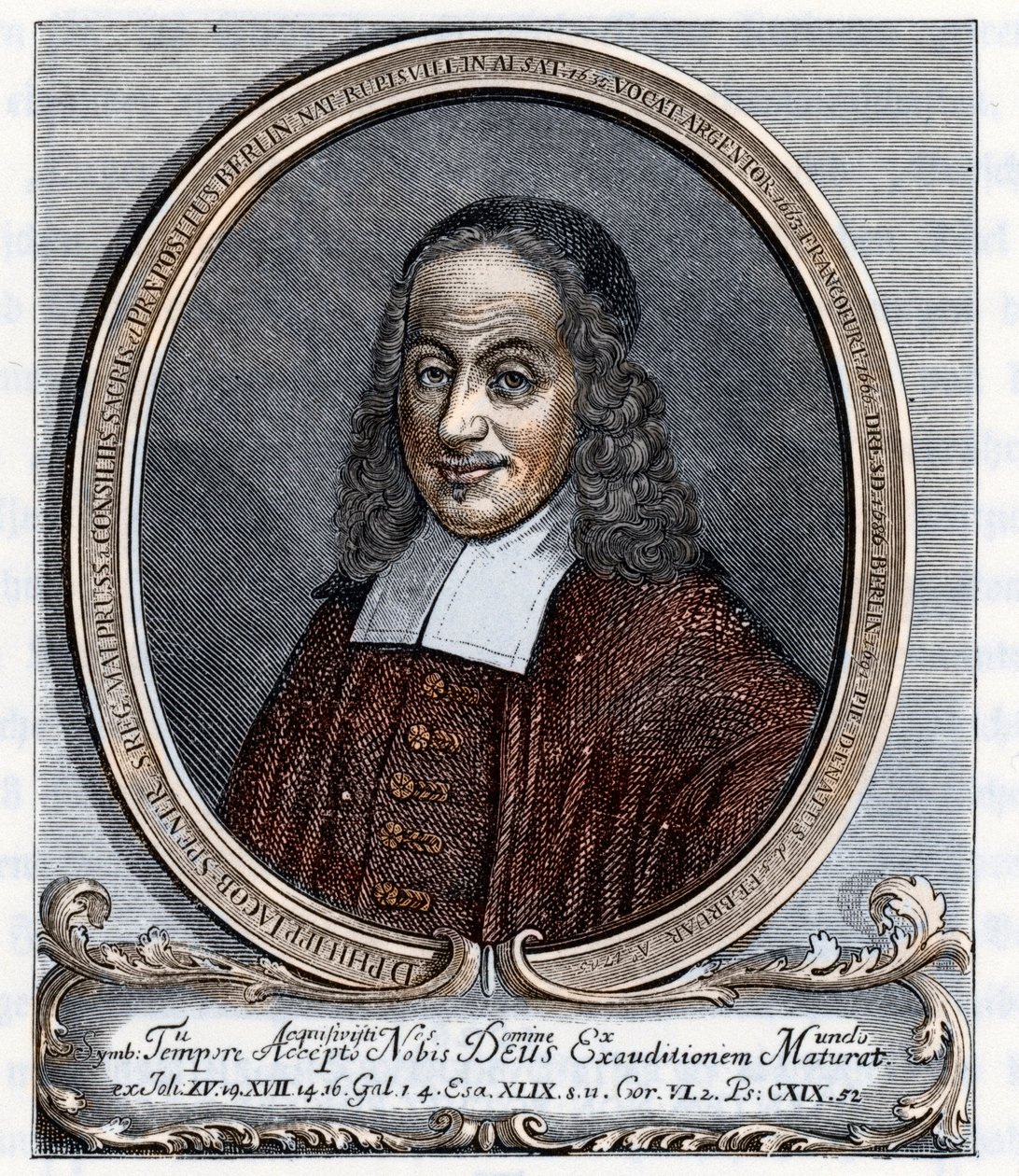 Portræt af Philipp Jacob Spener (Philippe Jacques Spener) (1635-1705) Luthersk teolog, grundlægger af pietismen Stik fra "Germania" af Johannes Scherr 1880 Privatsamling af Unbekannter Künstler