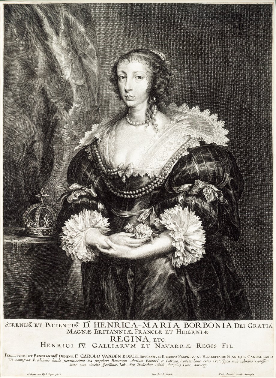 Portræt af dronning Henrietta Maria de Bourbon af Unbekannt