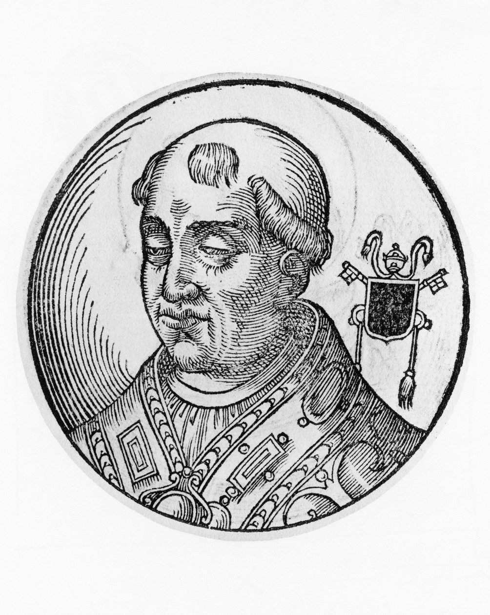 Portræt af Saint Agatho (575-681), 79. pave i den katolske kirke fra 678, gravering af William M. Timlin