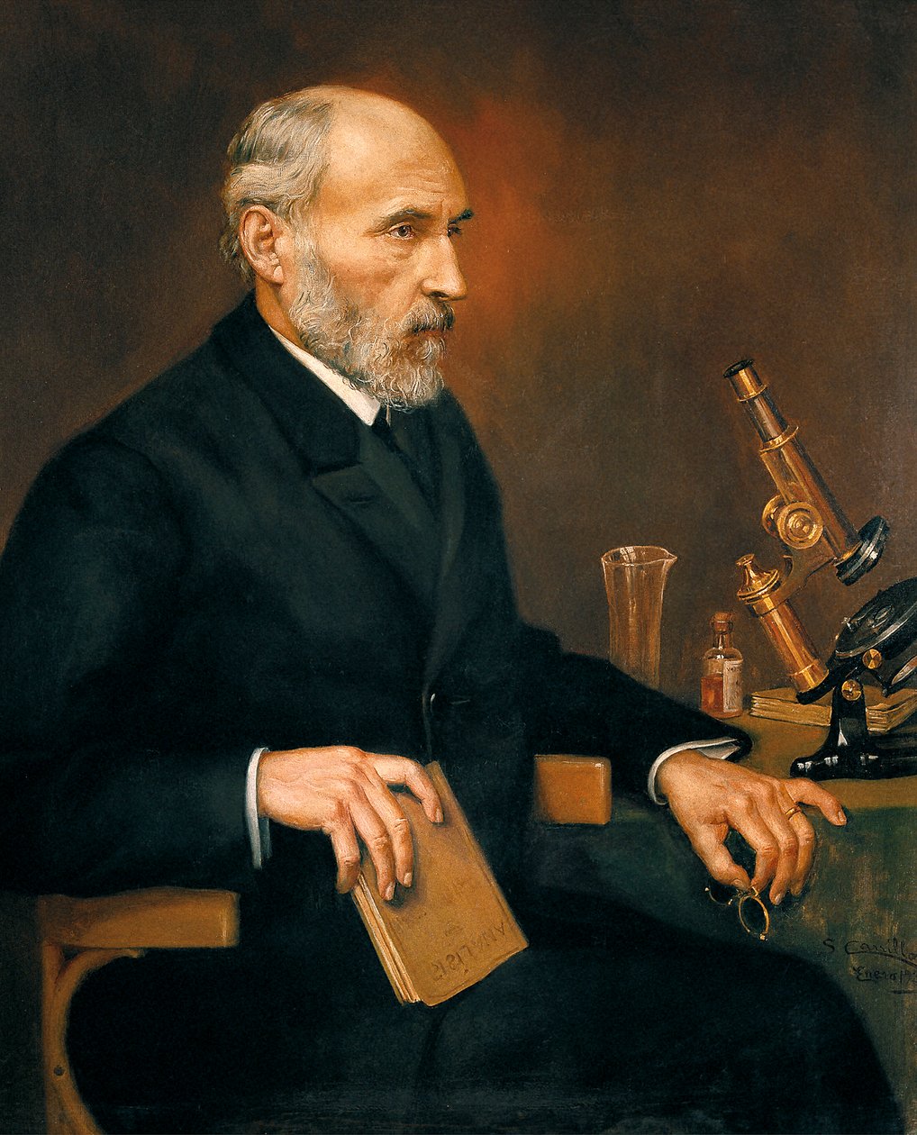 Portræt af Santiago Ramon y Cajal (1852-1934), spansk læge, fader til den terapeutiske neurovidenskab af Unbekannter Künstler