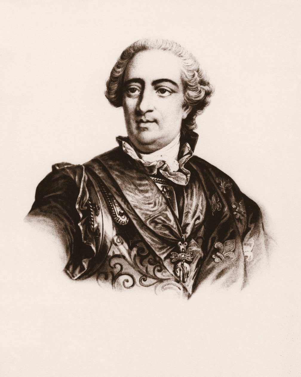 Portræt af den franske konge Louis XV (1710-1774) Stik fra det 19. århundrede af Unbekannter Künstler
