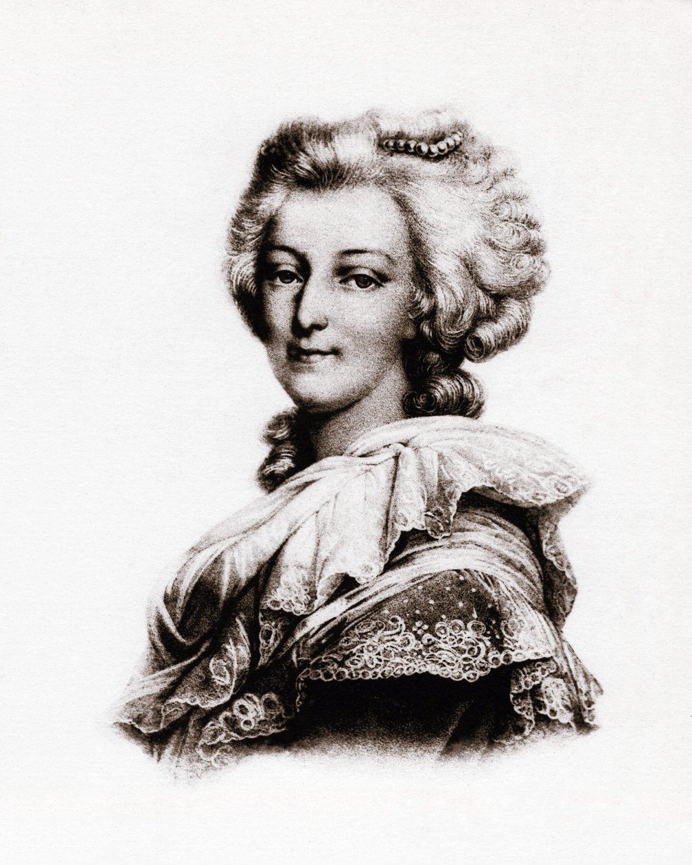 Portræt af Frankrigs dronning Marie Antoinette af Østrig (1755-1793) Stik fra det 19. århundrede af Unbekannter Künstler