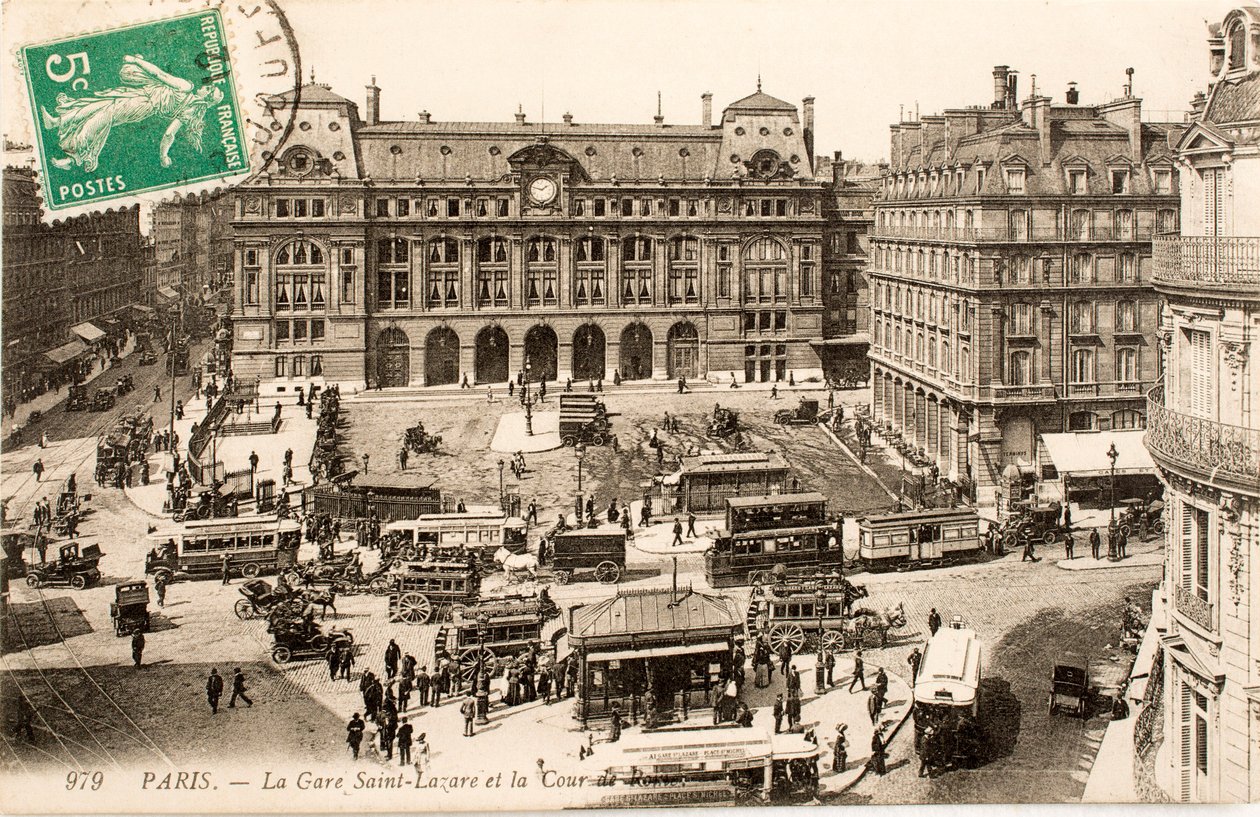 Postkort/Gare Saint Lazare/Paris/Seine/Ile de France/Frankrig af William M. Timlin