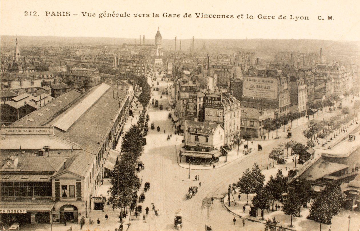 Postkort/Vincennes station/Lyon station/Paris/Seine/Ile de France/Frankrig af William M. Timlin