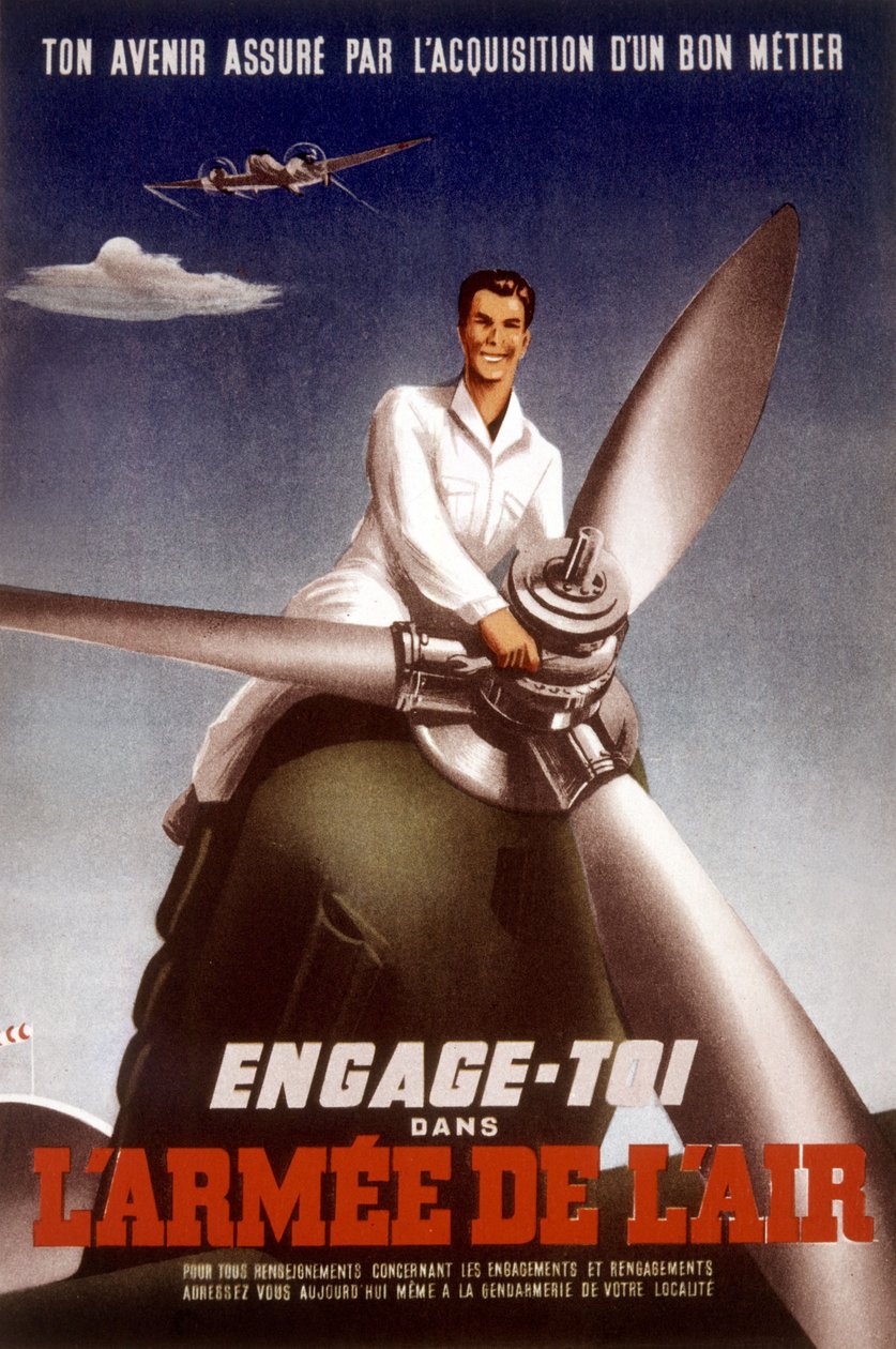 Plakat for det franske luftvåben for at opmuntre unge til at slutte sig til hæren, ca. 1960 af Unbekannt