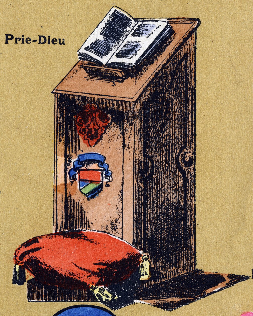 Bed Gud. Illustreret alfabet. Billeder genforenet i Jarville-Nancy, begyndelsen af det 20. århundrede. Mål: 40 x 29 cm. Litografi på bistre baggrund af Unbekannt