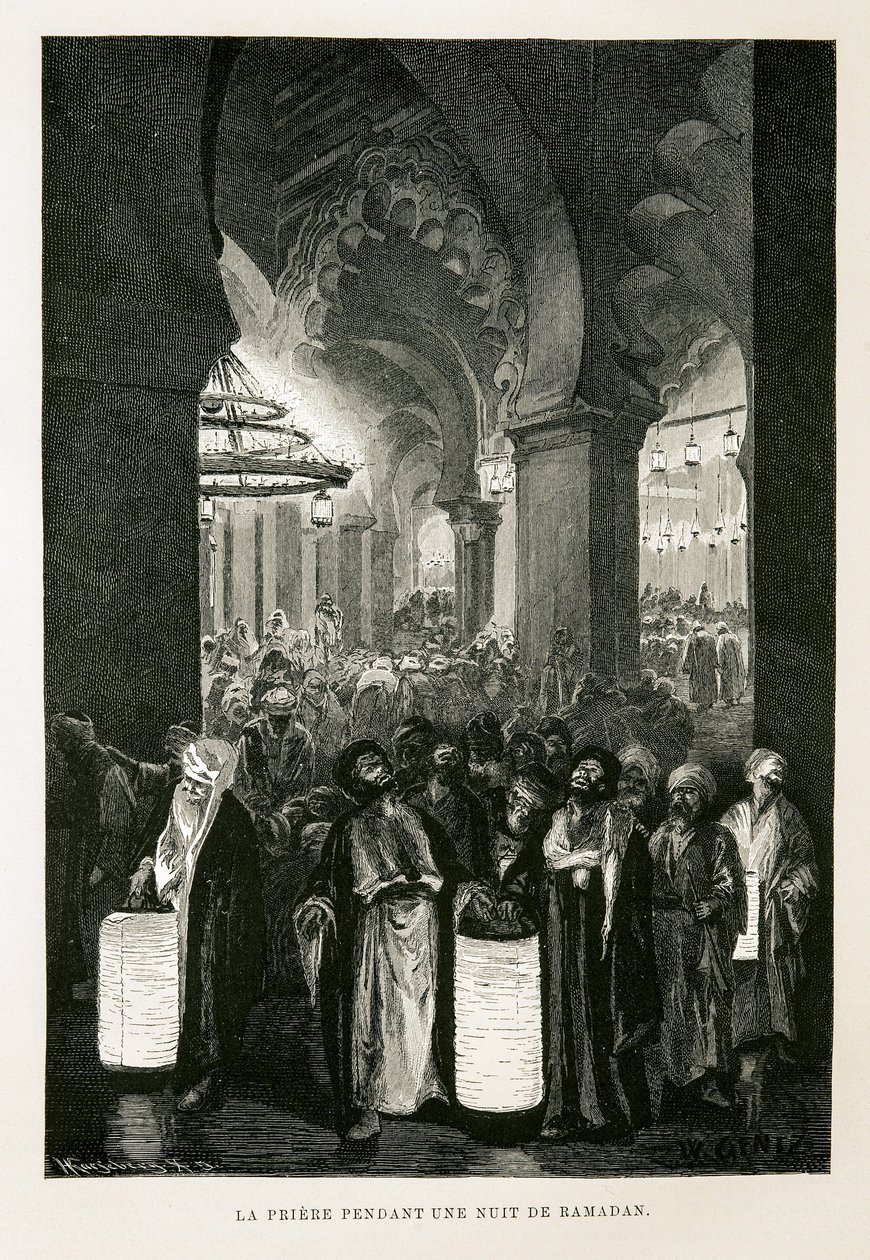 Bøn under en nat i Ramadan - Illustration fra Atlas of Egypt af Unbekannter Künstler