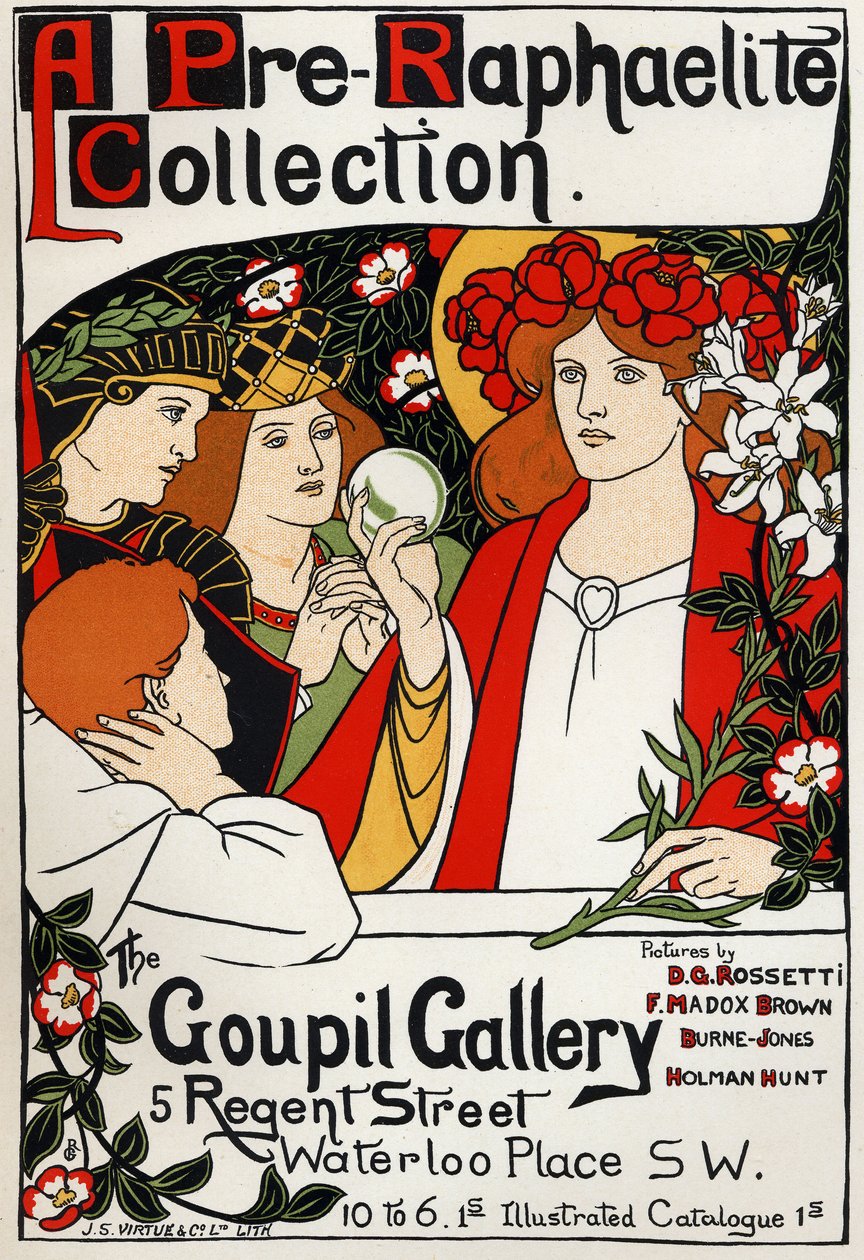 Prærafaelitisk udstilling på Goupil Gallery, London, ca. 1897 (plakat) af Unbekannter Künstler