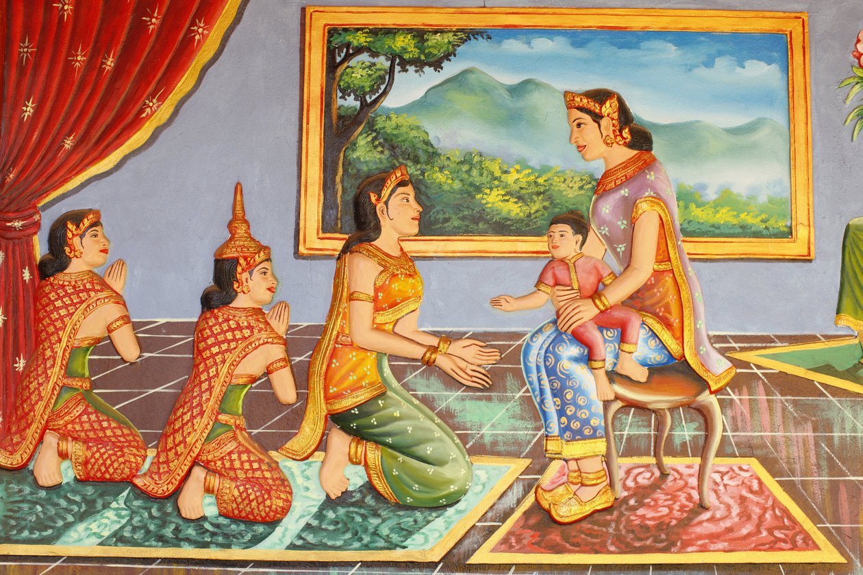 Preah Prom Rath MonasteryLife of the BuddhaBuddhas mor introducerer ham til sin plejer, Siem Reap, Cambodia af Unbekannt