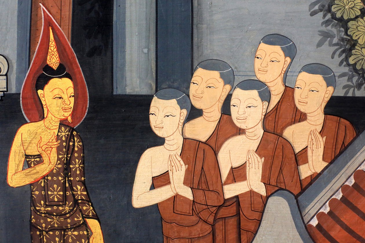 Prins Rama. Vægmaleri på indervæggene i Vihara fra kong Rama III