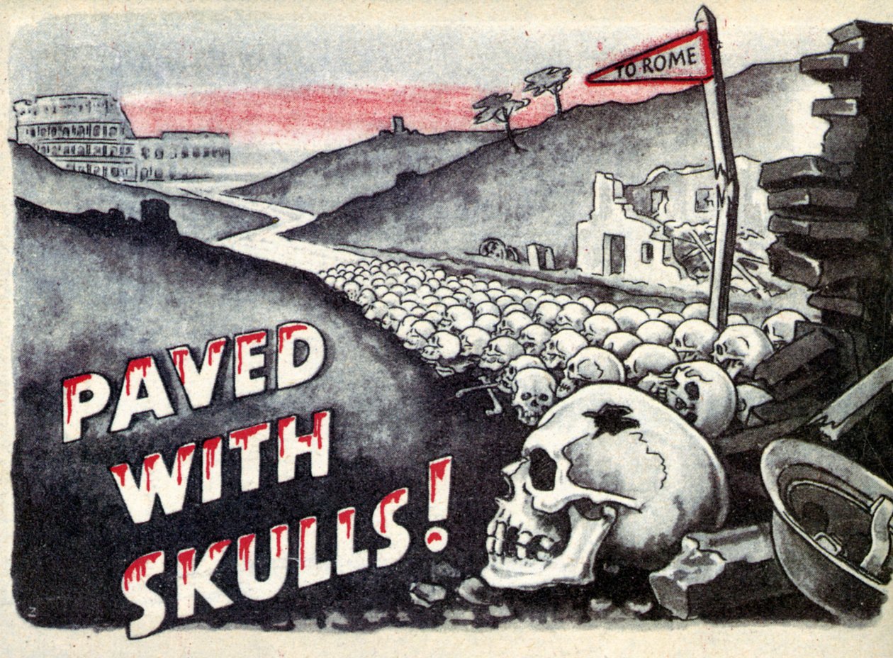Propaganda. Til Rom. Brolagt med kranier. 1940 af Unbekannt