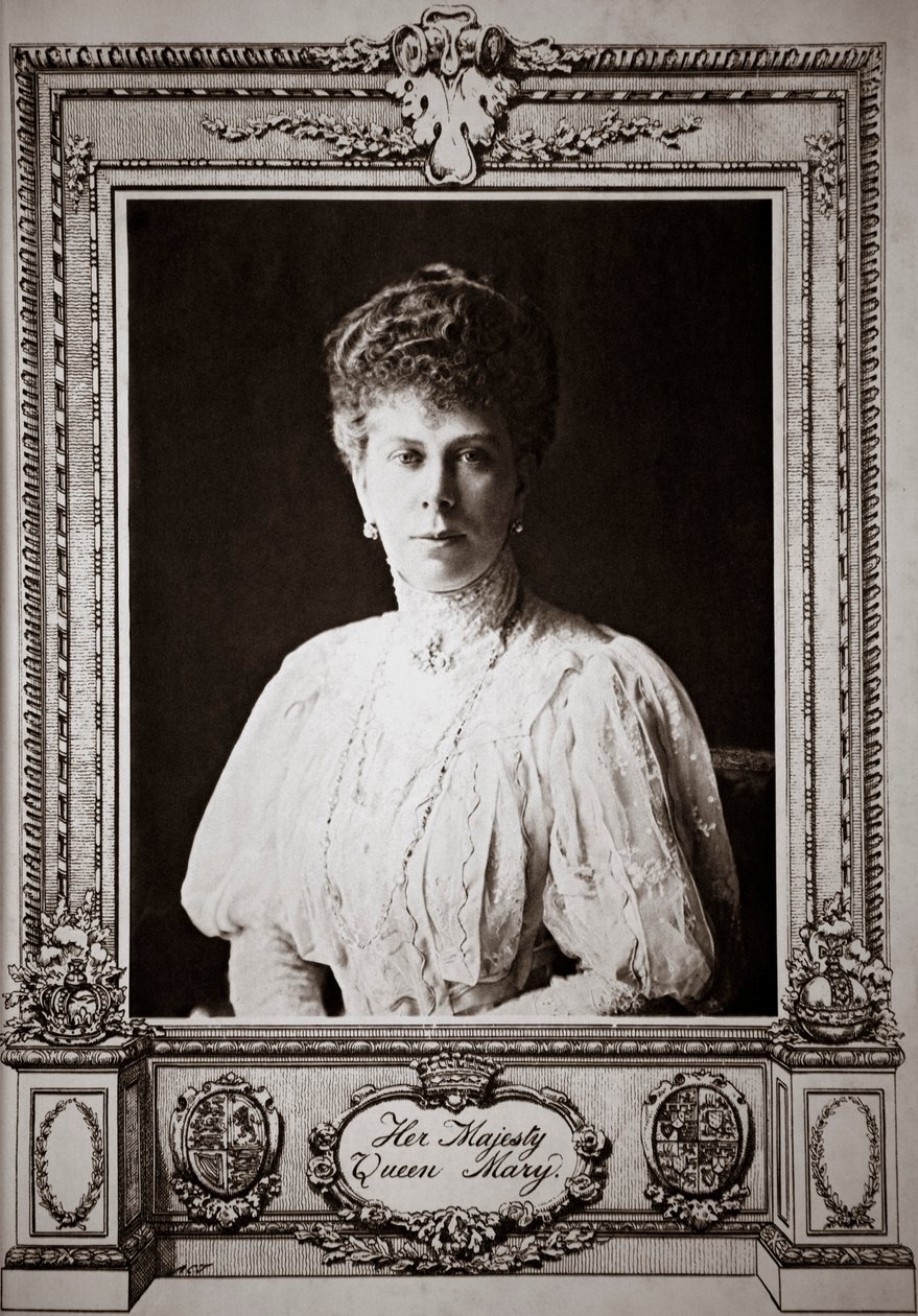 Dronning Mary, ægtefælle til kong George V i 1910 (print) af Unbekannter Künstler