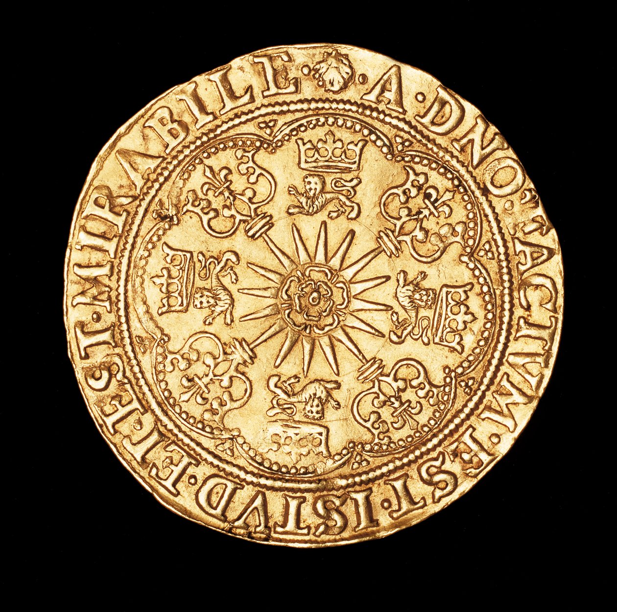 Sjælden mønt, England Guld Spur Ryal, Tudor Rose på Spur Rowel af Unbekannter Künstler