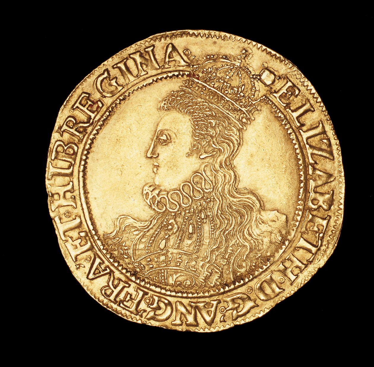 Sjælden engelsk mønt, portræt af dronning Elizabeth I, guldpund af Unbekannter Künstler