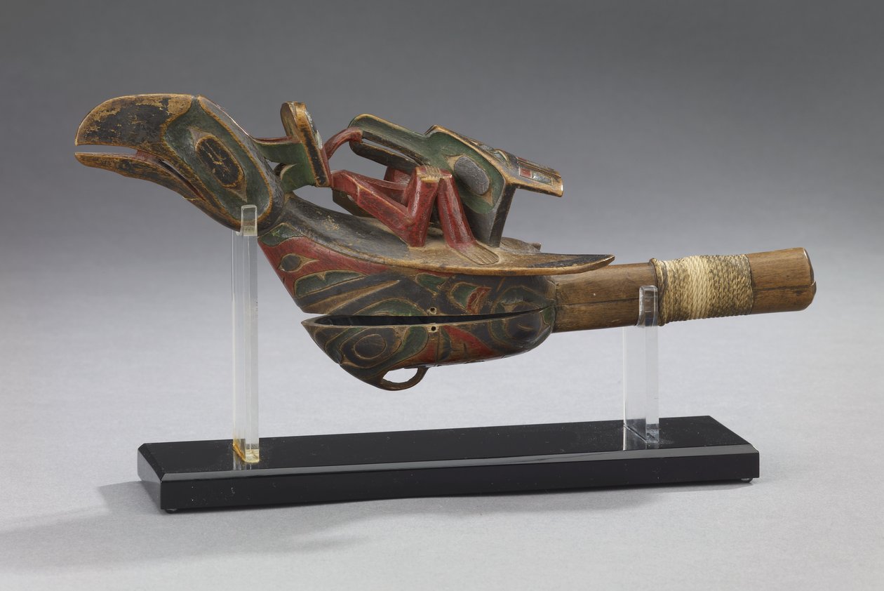 Raven Rattle, slutningen af 1800-tallet (polykromt træ med snor) af Unbekannt