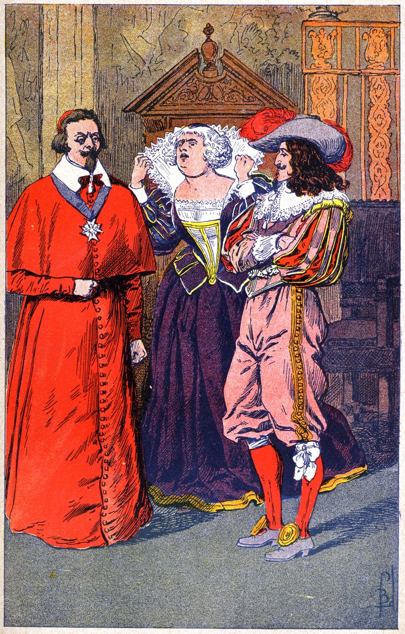 Richelieu, Marie de Medicis, Louis XIII, ca. 1910-20 (illustration) af Unbekannter Künstler