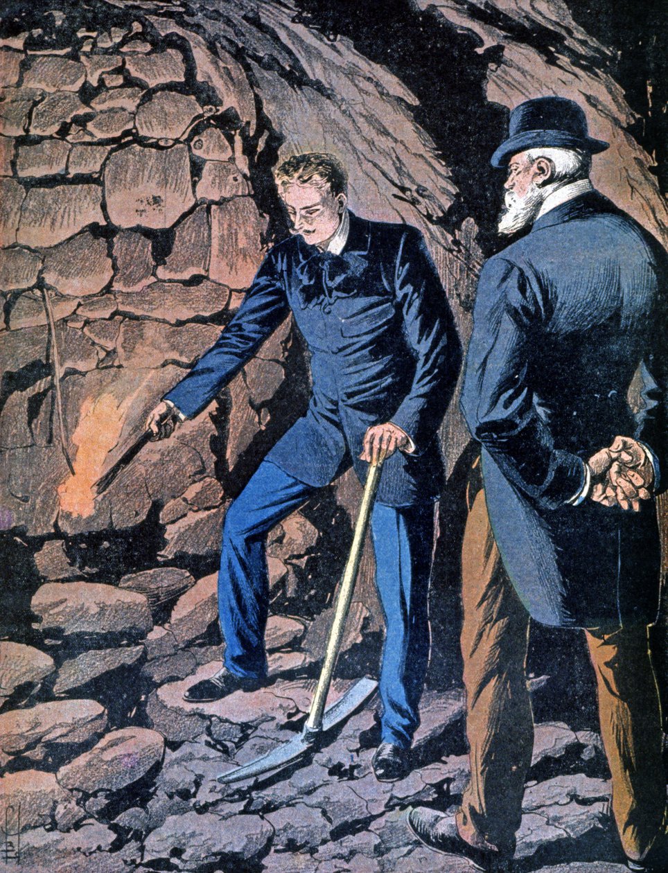 Rocambole i en mine, slutningen af 1800-tallet (illustration) af Unbekannter Künstler