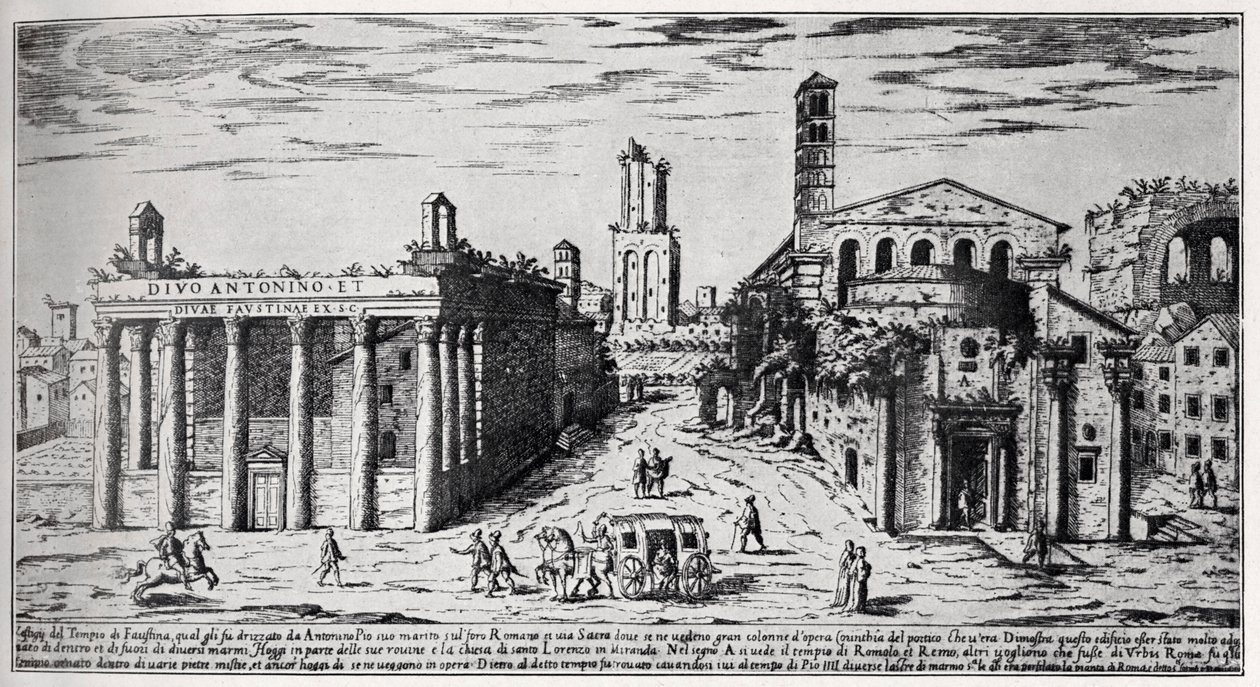Forum Romanum 1500-tallet (gravering) af Unbekannter Künstler