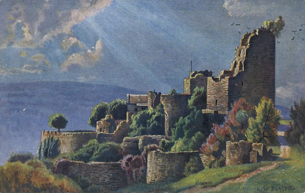 Ruinerne af Luetzelburg Slot i Vogeserne, Lutzelbourg i det franske Departement Moselle af Unbekannter Künstler