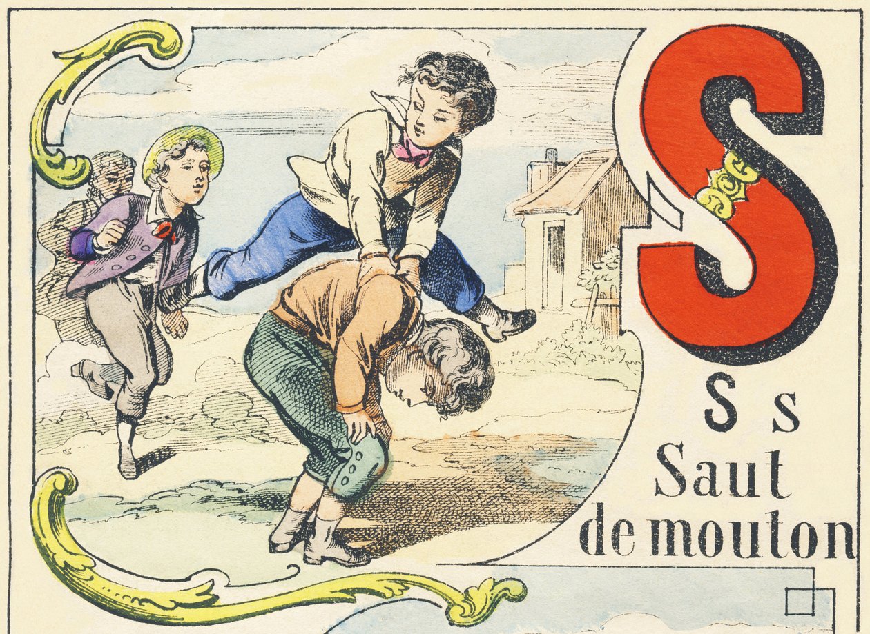 S: leapfrog - Spilalfabet, ca. 1890 (illustration) af Unbekannt