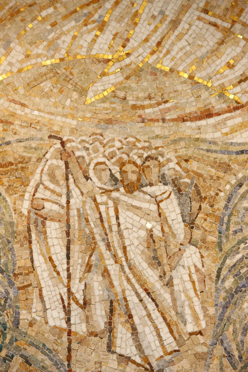 Saint-Maurice klosterbasilika, mosaik af Madeleine DienerMoses og hebræerne krydser Det Røde Hav, Saint-Maurice, Suisse af Unbekannt