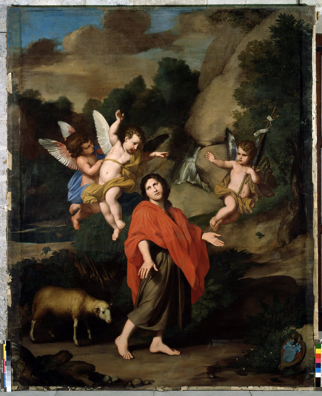 Johannes Døberen på vej ud i ørkenen Maleri af Reynaud Levieux (1613-1694) 1682 Sol. 318x246 cm Kapellet med de sorte petinenter, Avignon af Unbekannter Künstler