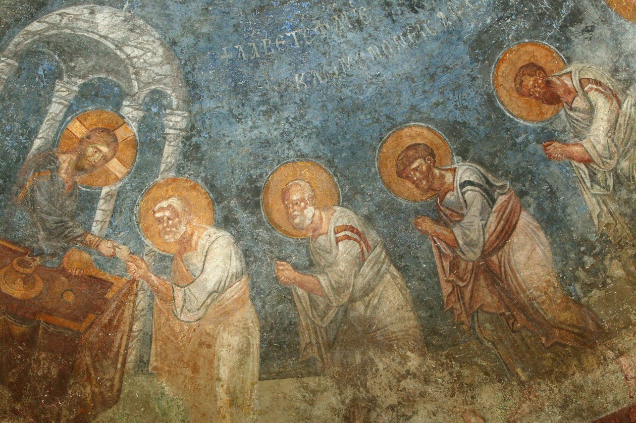 Sankt Nikolaus kirkefresco: Jesus med apostlene Myra Turquie af Unbekannt