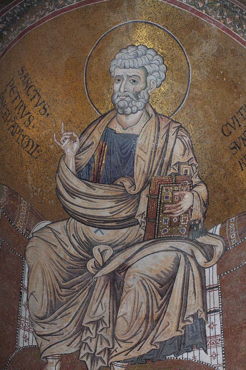 Sankt Peter Mosaik inde i katedralen Santa Maria Nuova 12. århundrede Monreale, Sicilia af William M. Timlin