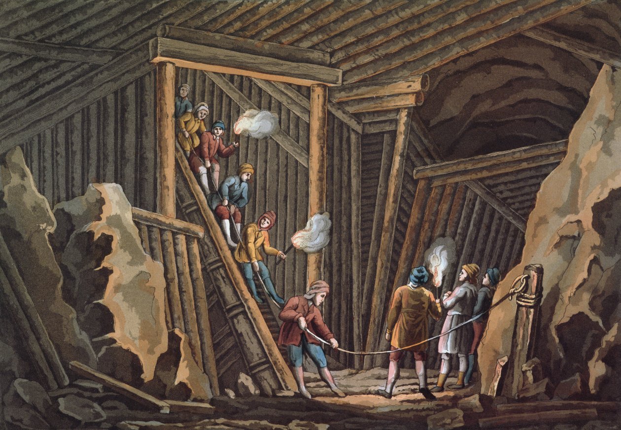 Saltmine i Hallein (farve litho) af Unbekannter Künstler