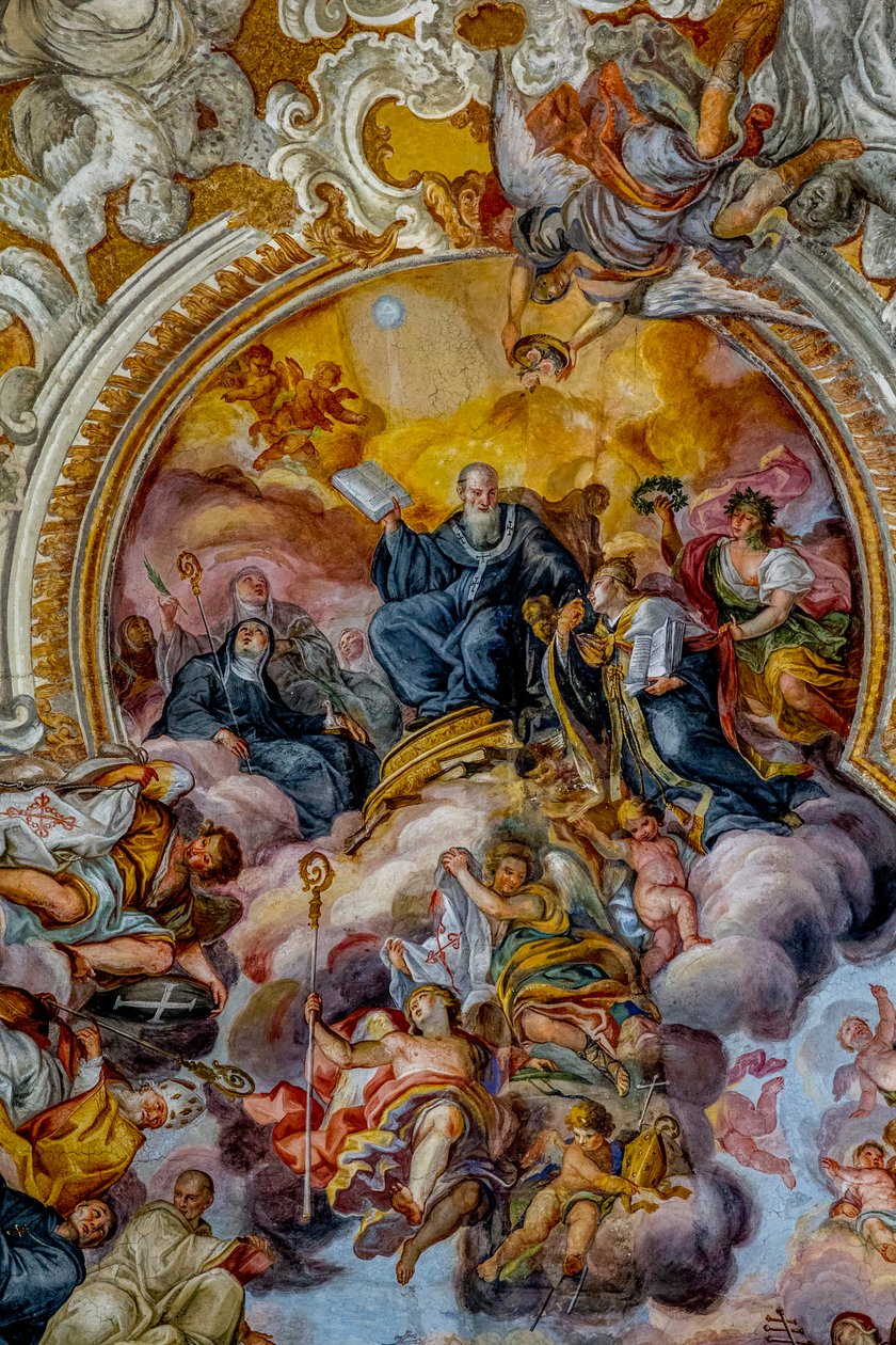 San Benedetto (St. Benedict) kirke, Catania, Sicilien (Italien). Loftfreskomaleri (1700-tallet). Sankt Benedikt. (Foto) af Unbekannt