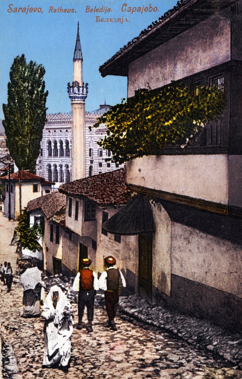 Sarajevo, hovedstad i Bosnien-Hercegovina i begyndelsen af det 20. århundrede (postkort) af Unbekannter Künstler