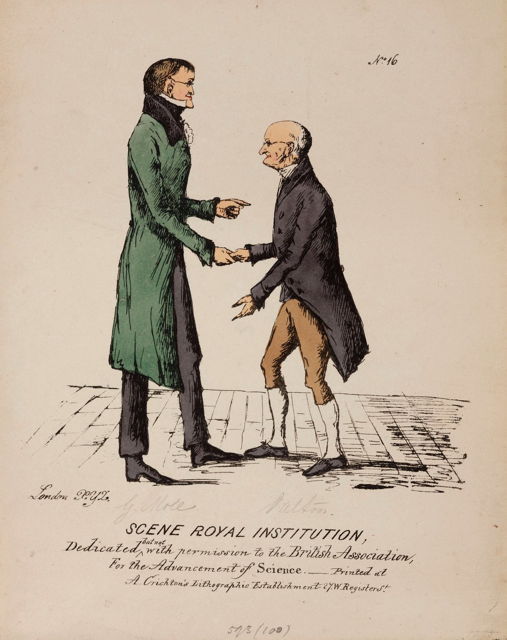 Scene Royal Institution: Gerrit Moll og John Dalton, c 1831-1840 af Unbekannt