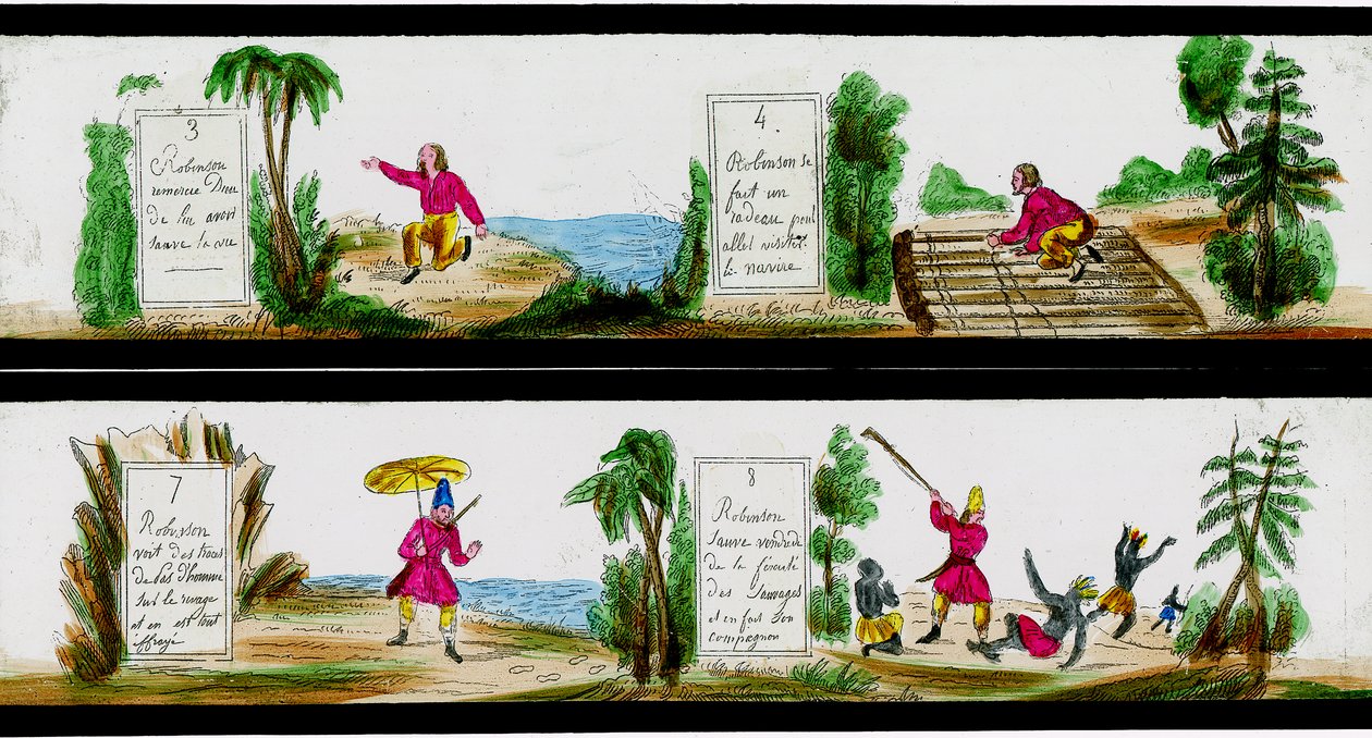 Scene fra Robinson Crusoes eventyr af Unbekannter Künstler