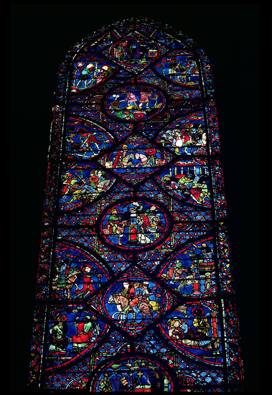 Scener fra Karl den Stores liv (747-814) fra ambulatoriet, ca. 1215-35 (farvet glas) (se også 98071) af Unbekannt