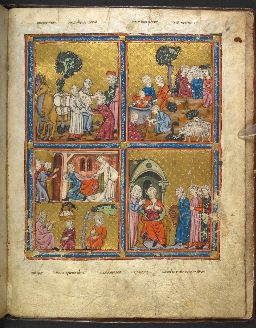 Scener fra Josefs liv fra Haggadah til påske ("den gyldne haggadah"), del 1, 2. kvartal af det 14. århundrede af Unbekannter Künstler