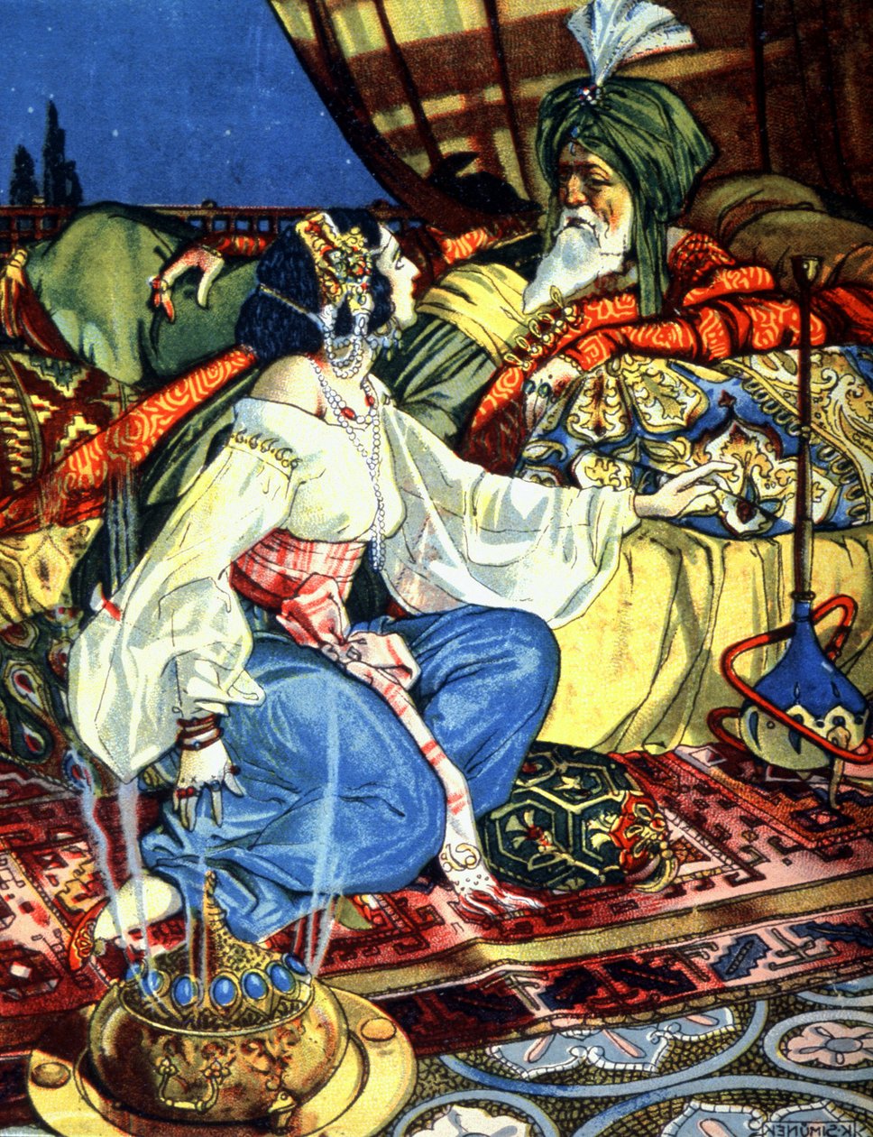 Scheherazade og kaliffen, ca. 1920 (illustration) af Unbekannter Künstler