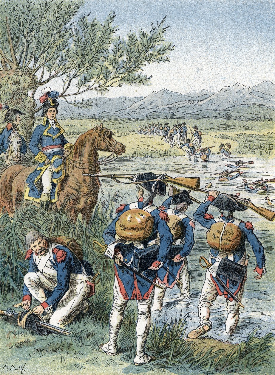Andet slag ved Zürich, Limmat Crossing (1799) af Unbekannter Künstler