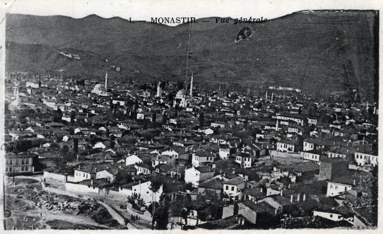 Serbien, Monastir: generel udsigt over byen, Monastir kaldes desormais Bitola og ligger i Macedoine - Postkort 1914-1918 af William M. Timlin