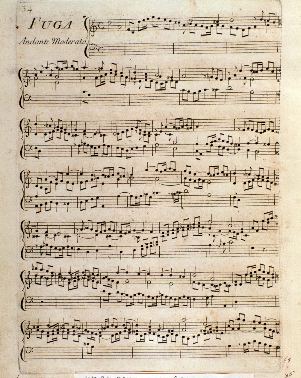 Nodeside for Fugue in Pieces for cembalo af Domenico Scarlatti af Unbekannter Künstler